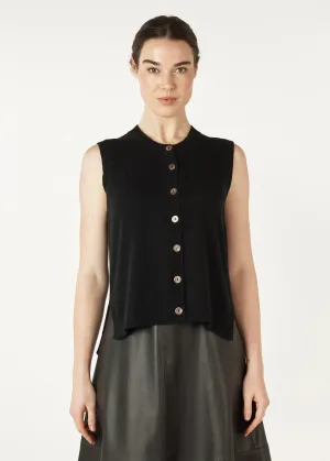 Essential Button Knitted Vest - Black