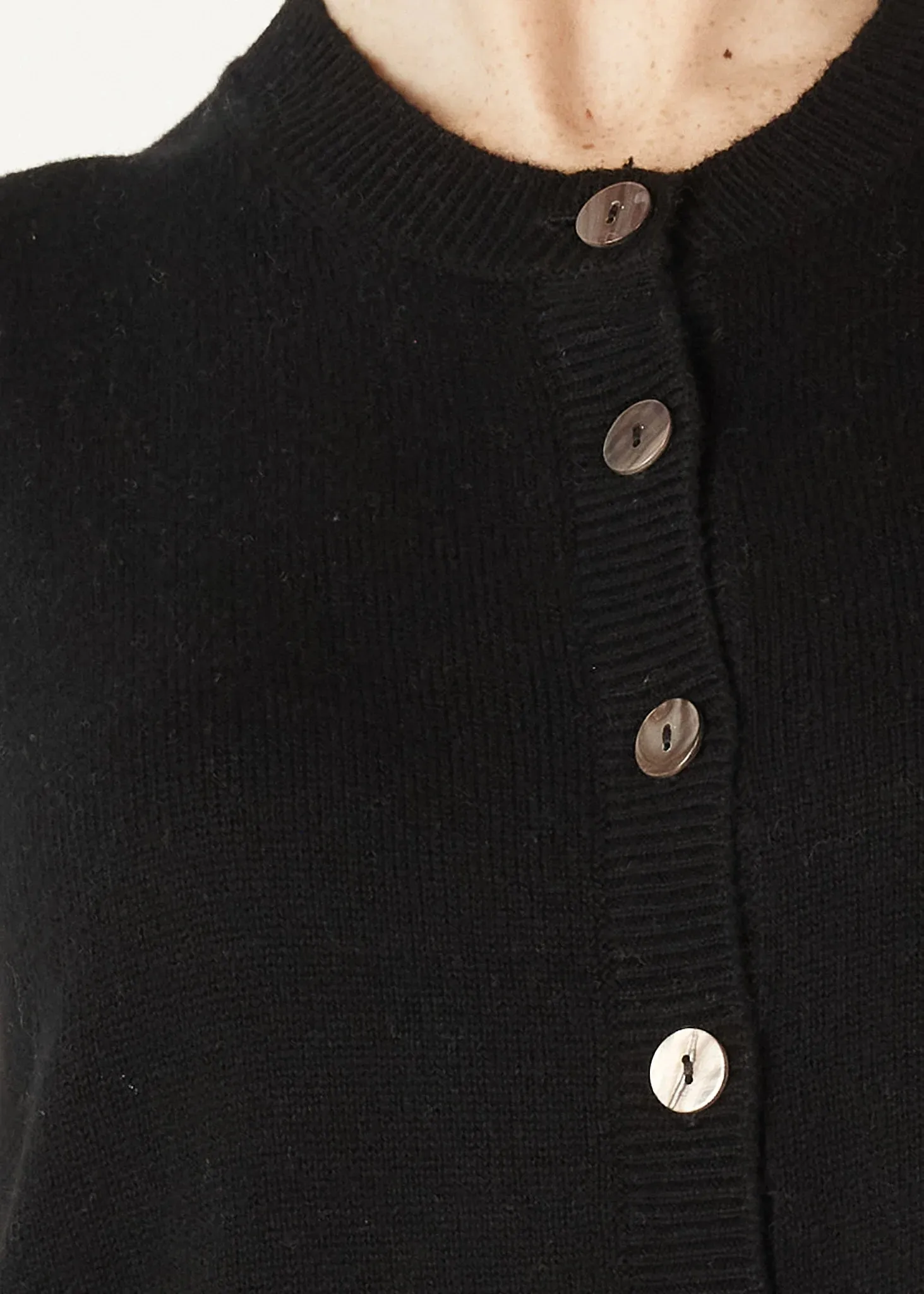 Essential Button Knitted Vest - Black
