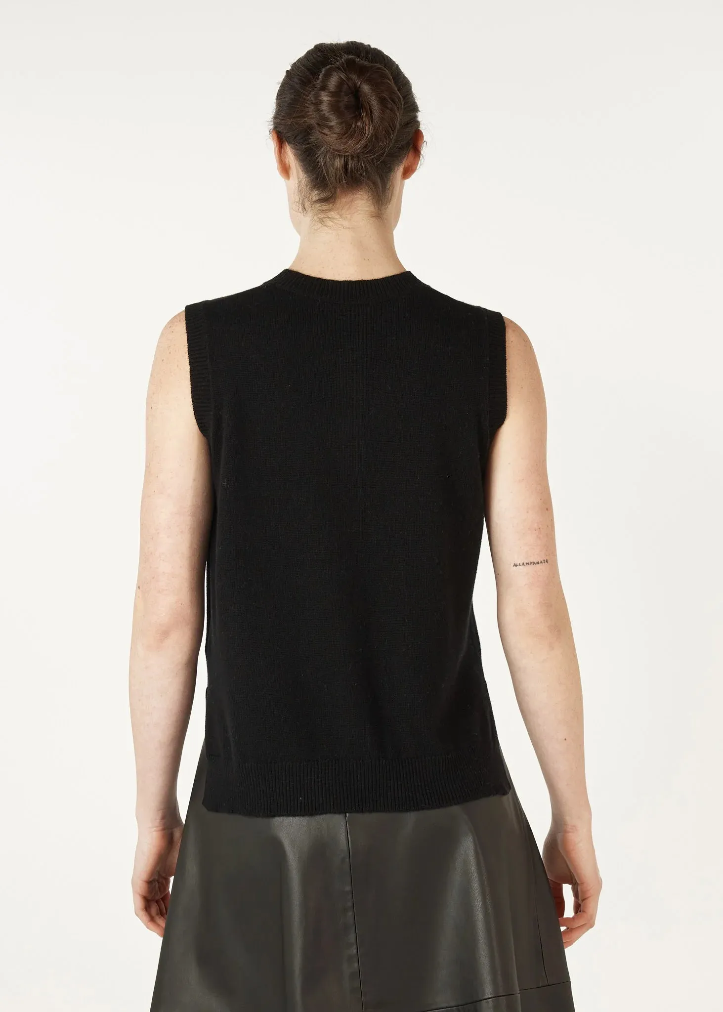 Essential Button Knitted Vest - Black