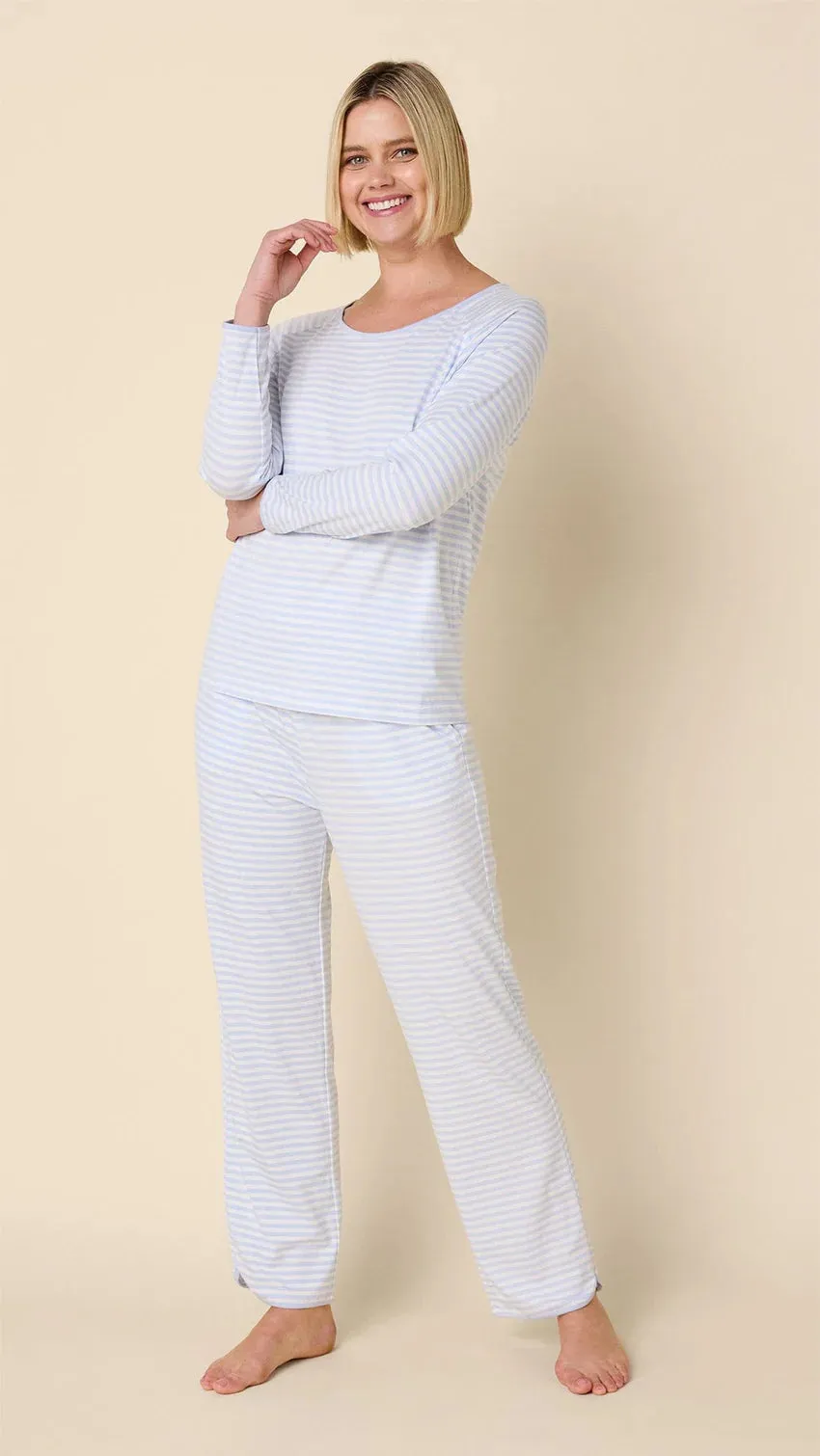 Essential Stripe Pima Knit Simple Set (Heavenly Blue)
