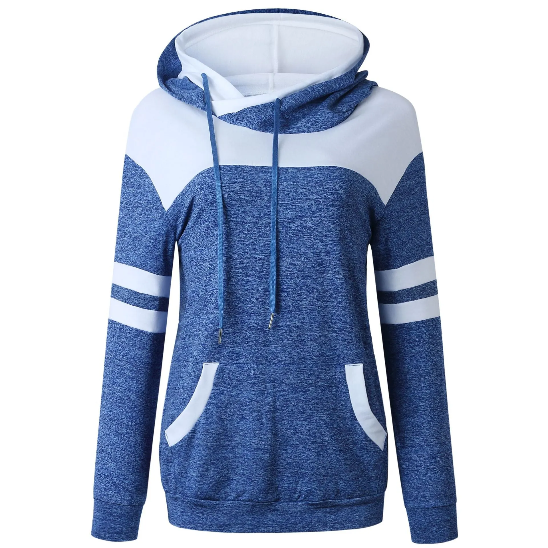 Fashion Stitching Pocket Hoodie Blouse Sweater
