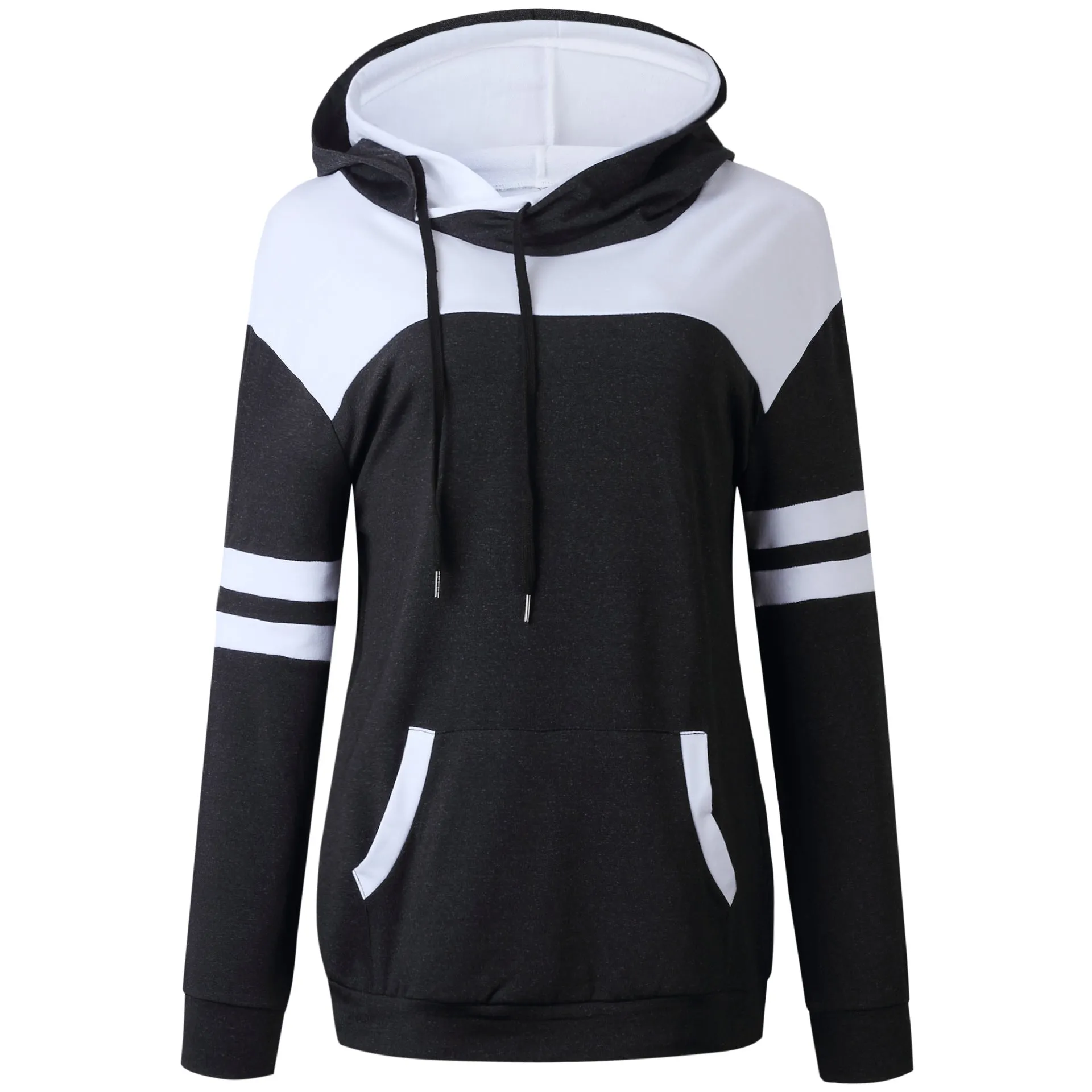 Fashion Stitching Pocket Hoodie Blouse Sweater