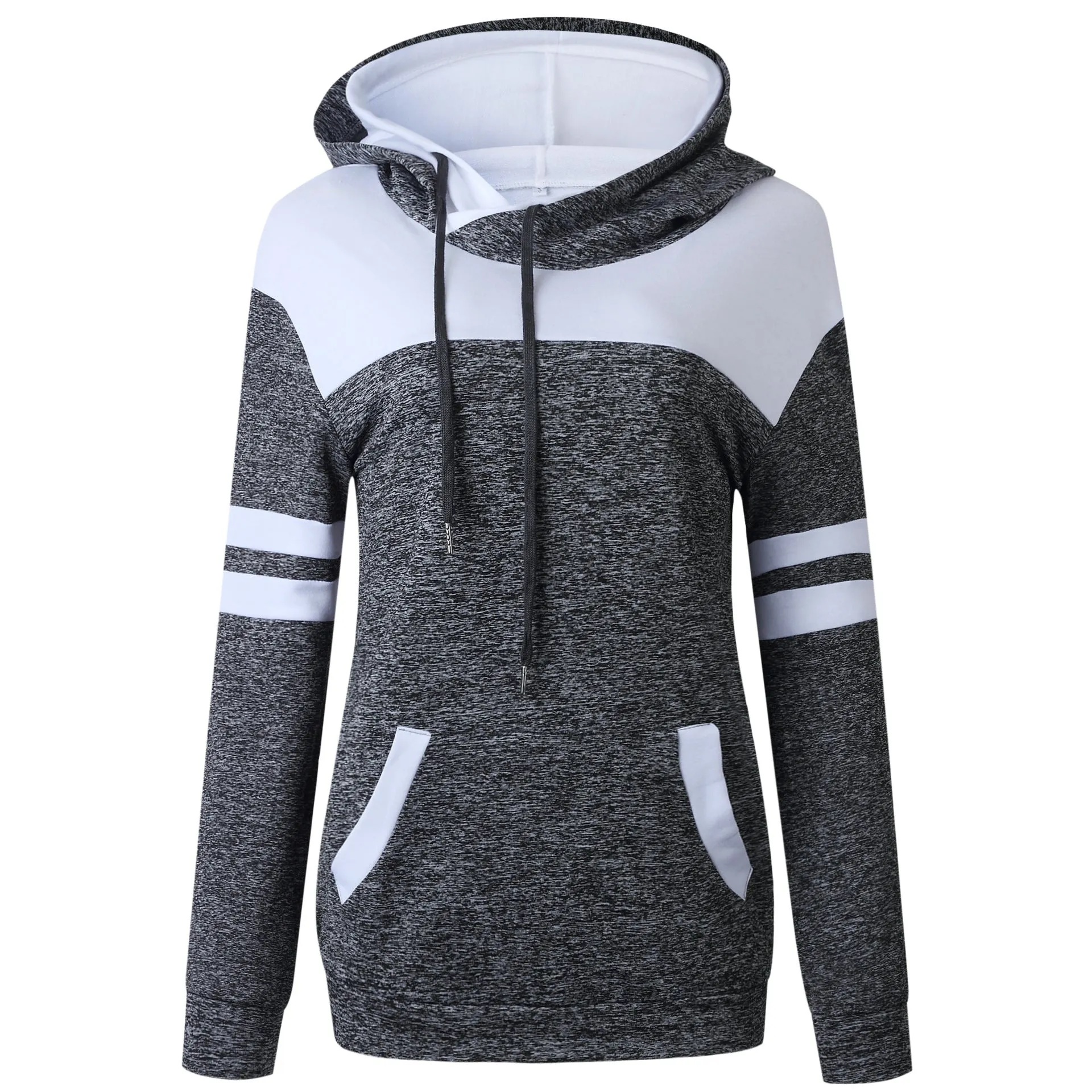 Fashion Stitching Pocket Hoodie Blouse Sweater