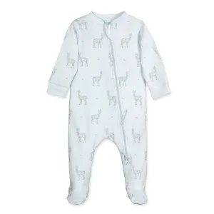Feather Baby Yearling On Blue Footie