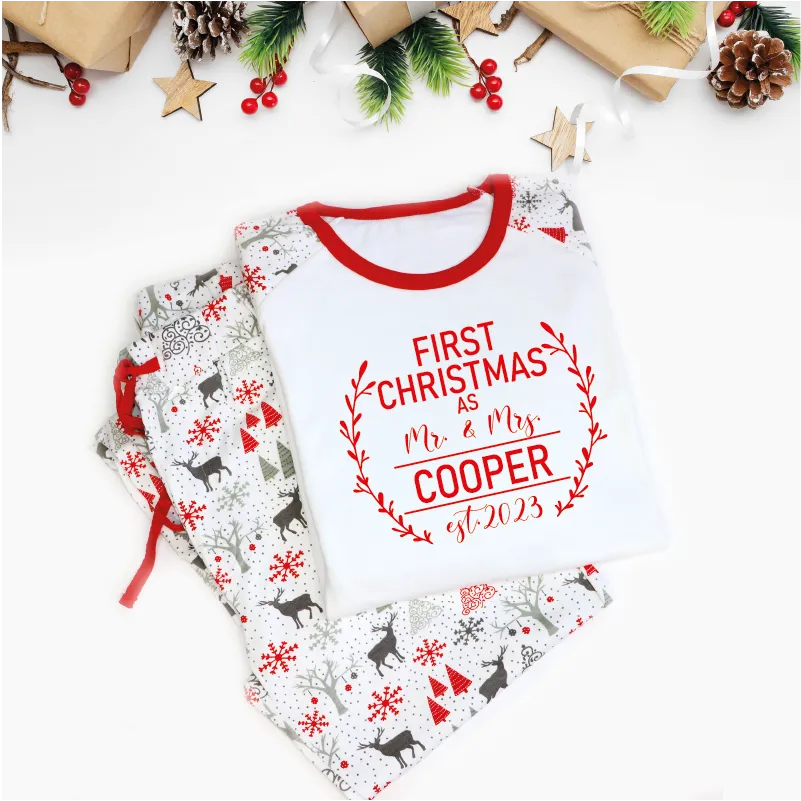 First Christmas as Mr and Mrs Christmas Pajamas EST 2023