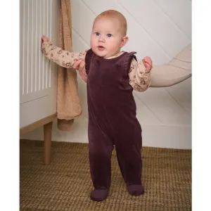 Fixoni Baby Organic Cotton Velour Overall Outfit Set in Violet: Sizes: Preemie to 9M