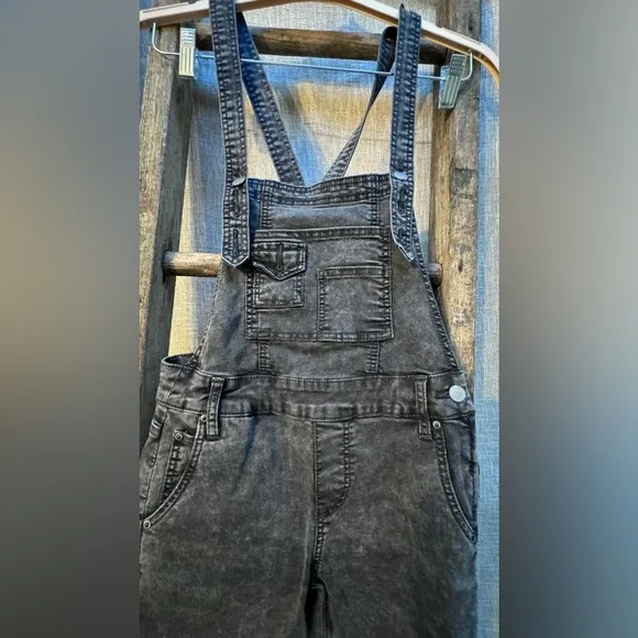 Free People dark gray wash denim overalls size 24 EUC!!!!