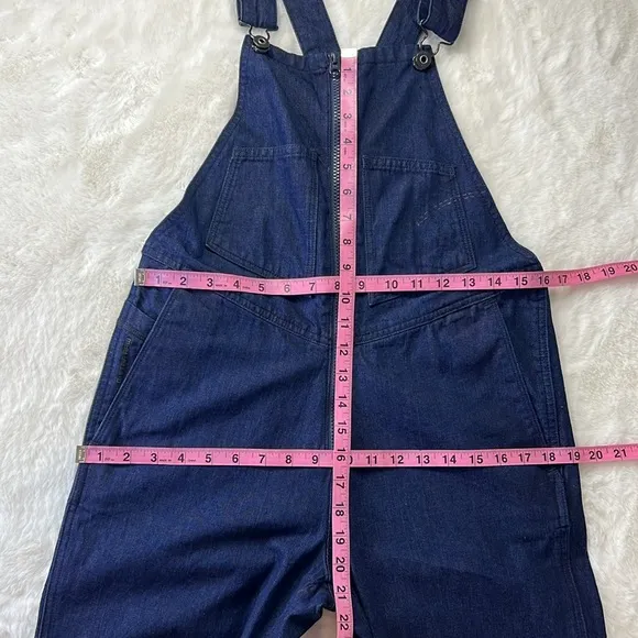G STAR RAW Lintell Denim Overall Rigid Cotton Straight Leg Zip Front Dark Wash S