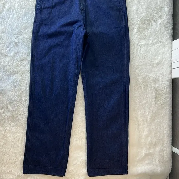 G STAR RAW Lintell Denim Overall Rigid Cotton Straight Leg Zip Front Dark Wash S