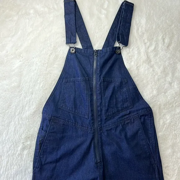 G STAR RAW Lintell Denim Overall Rigid Cotton Straight Leg Zip Front Dark Wash S