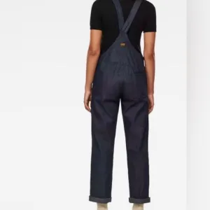 G STAR RAW Lintell Denim Overall Rigid Cotton Straight Leg Zip Front Dark Wash S