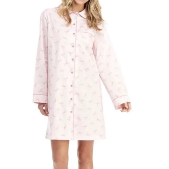 Gal Meets Glam Nightshirt Pajamas Cotton Blush Bow Pink