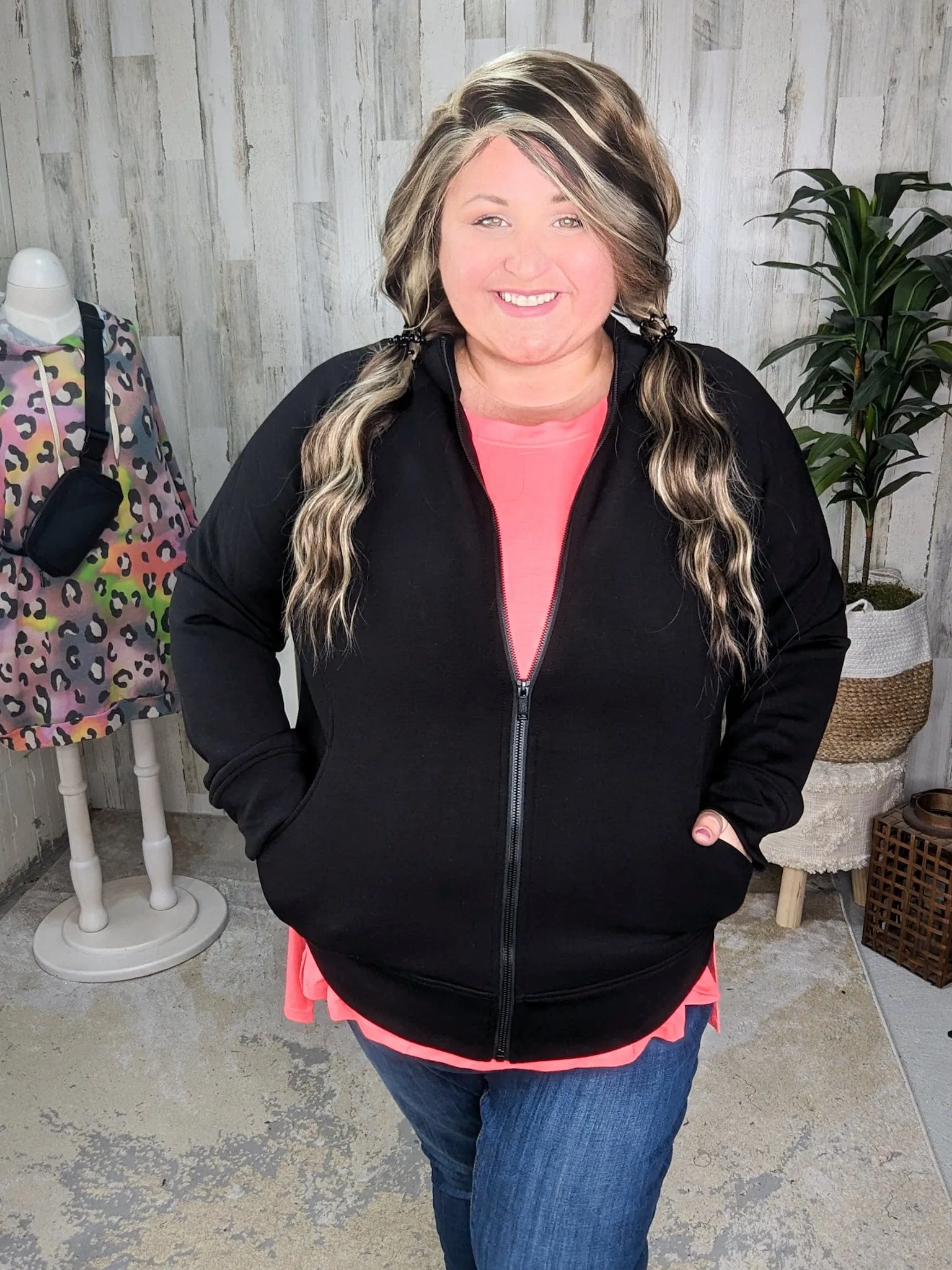 Gianna Scuba Full Zip Sweatshirt w/Collar (4 colors!)