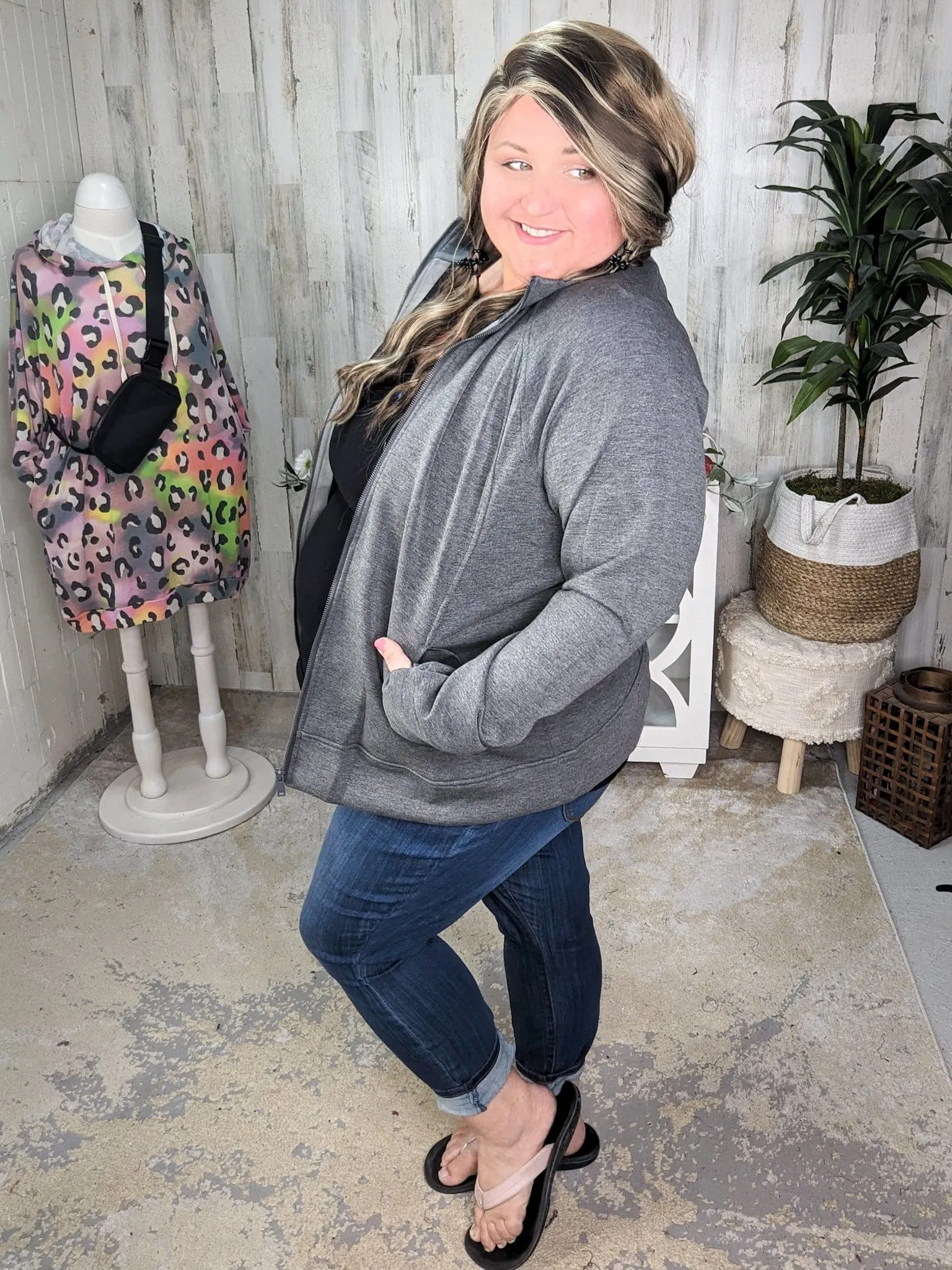 Gianna Scuba Full Zip Sweatshirt w/Collar (4 colors!)