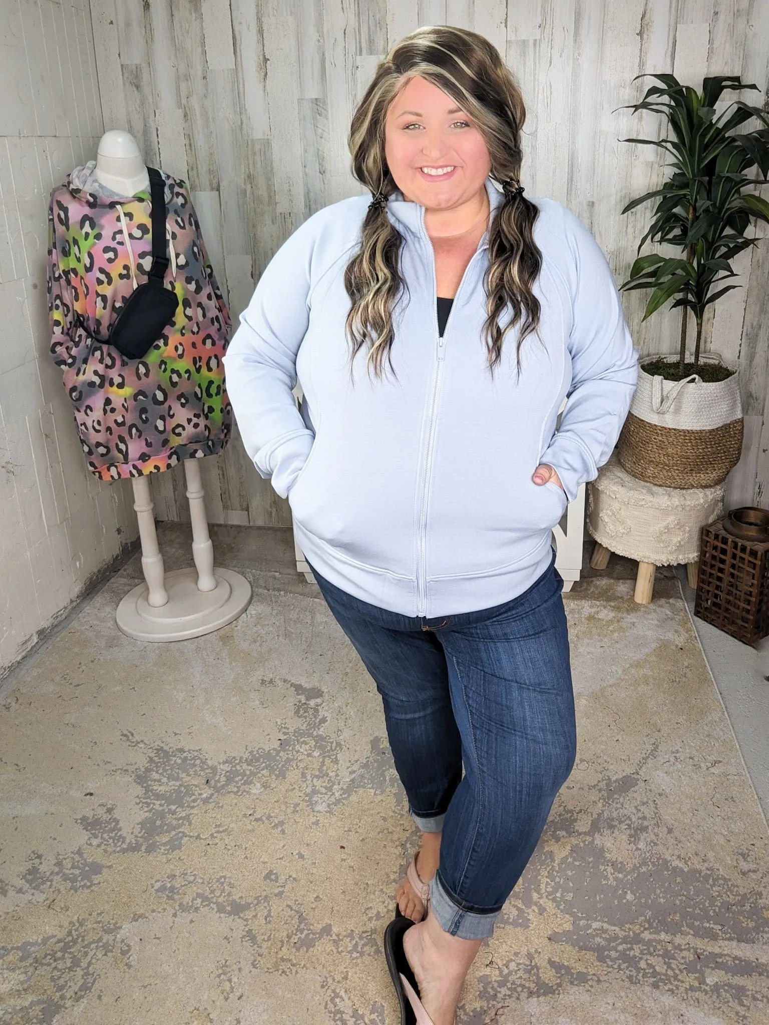 Gianna Scuba Full Zip Sweatshirt w/Collar (4 colors!)