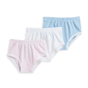 Girl's Undie Set -- Set of White w/ Pink, Pink w/ White, Blue w/ White