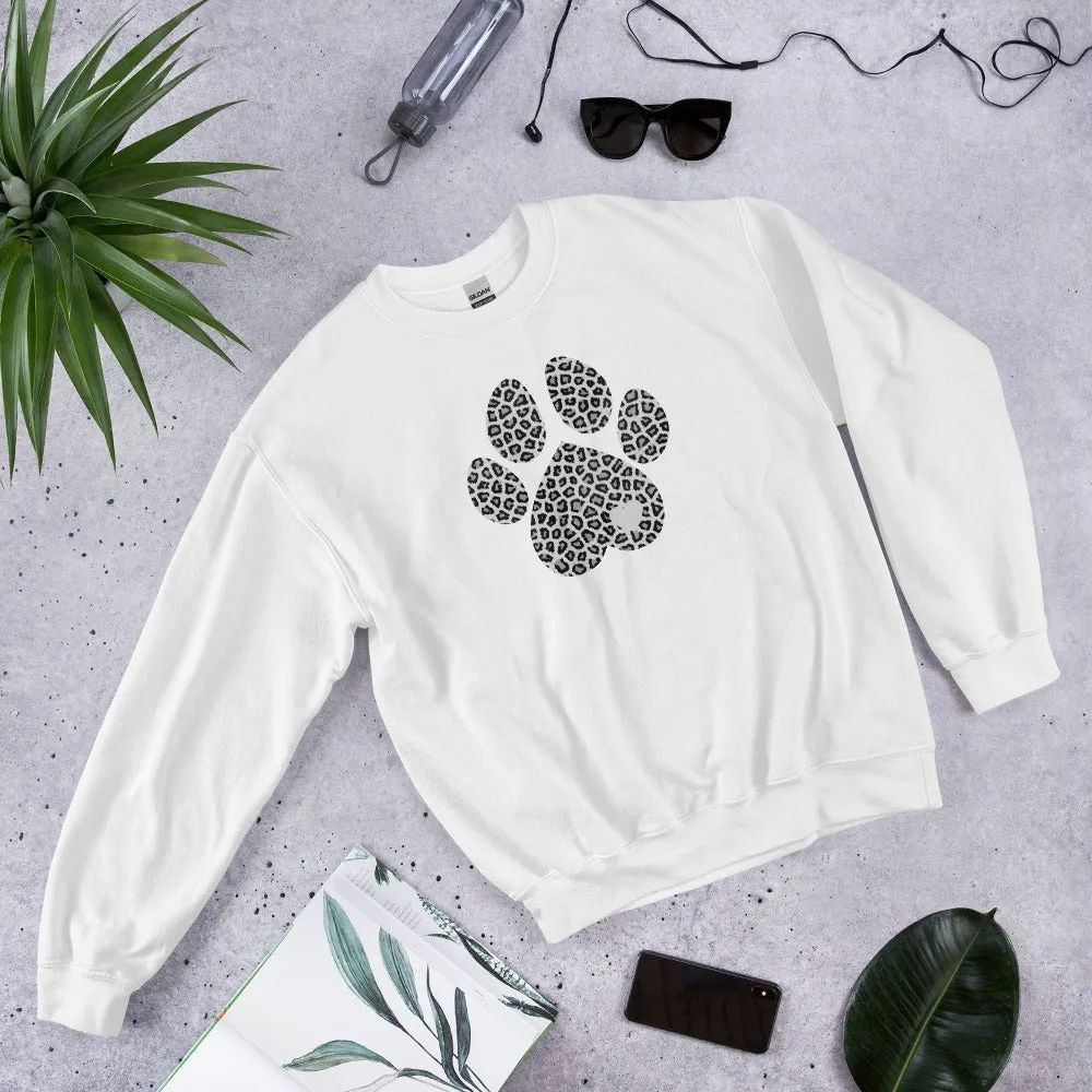 Grey Leopard Print Dog Paw Sweatshirt