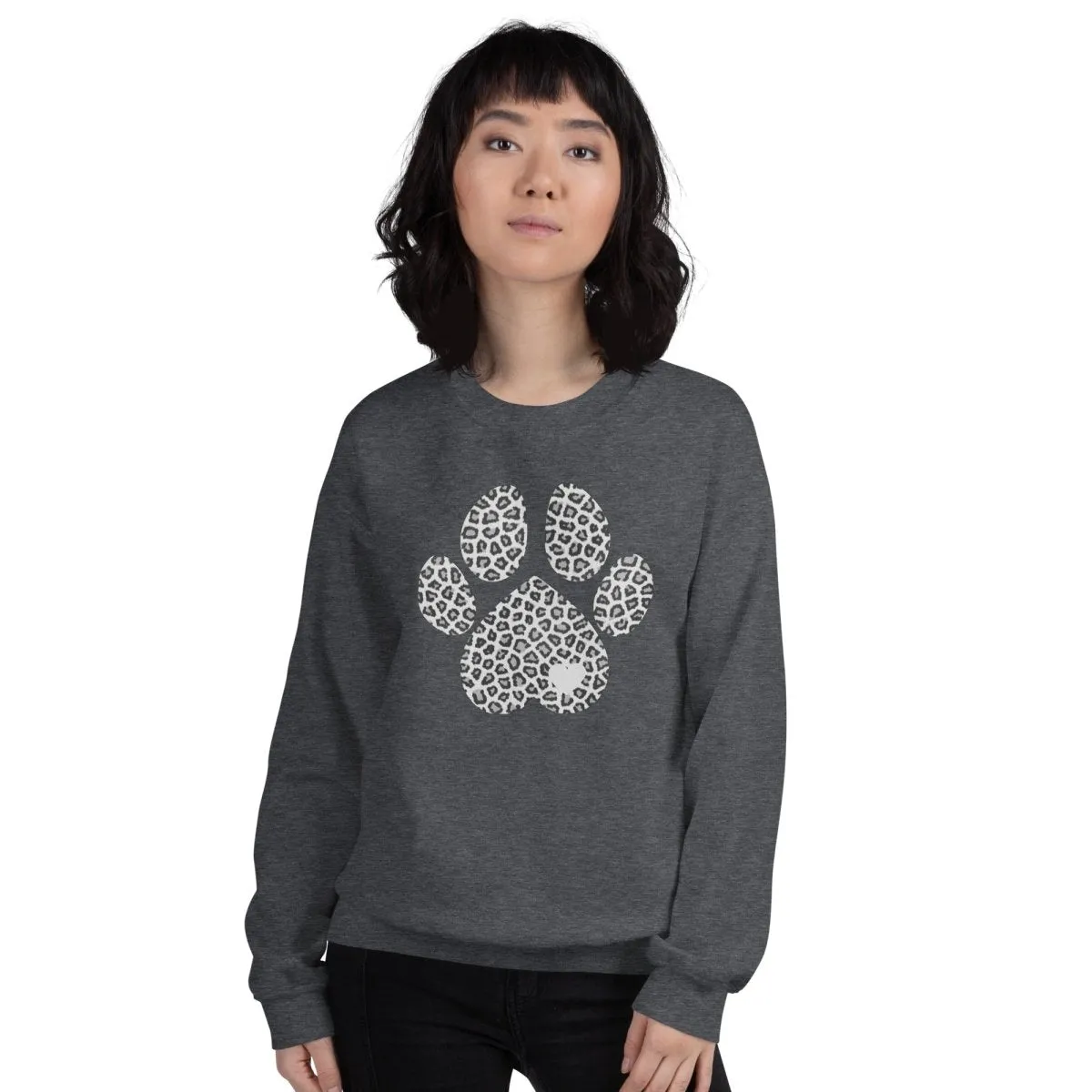 Grey Leopard Print Dog Paw Sweatshirt