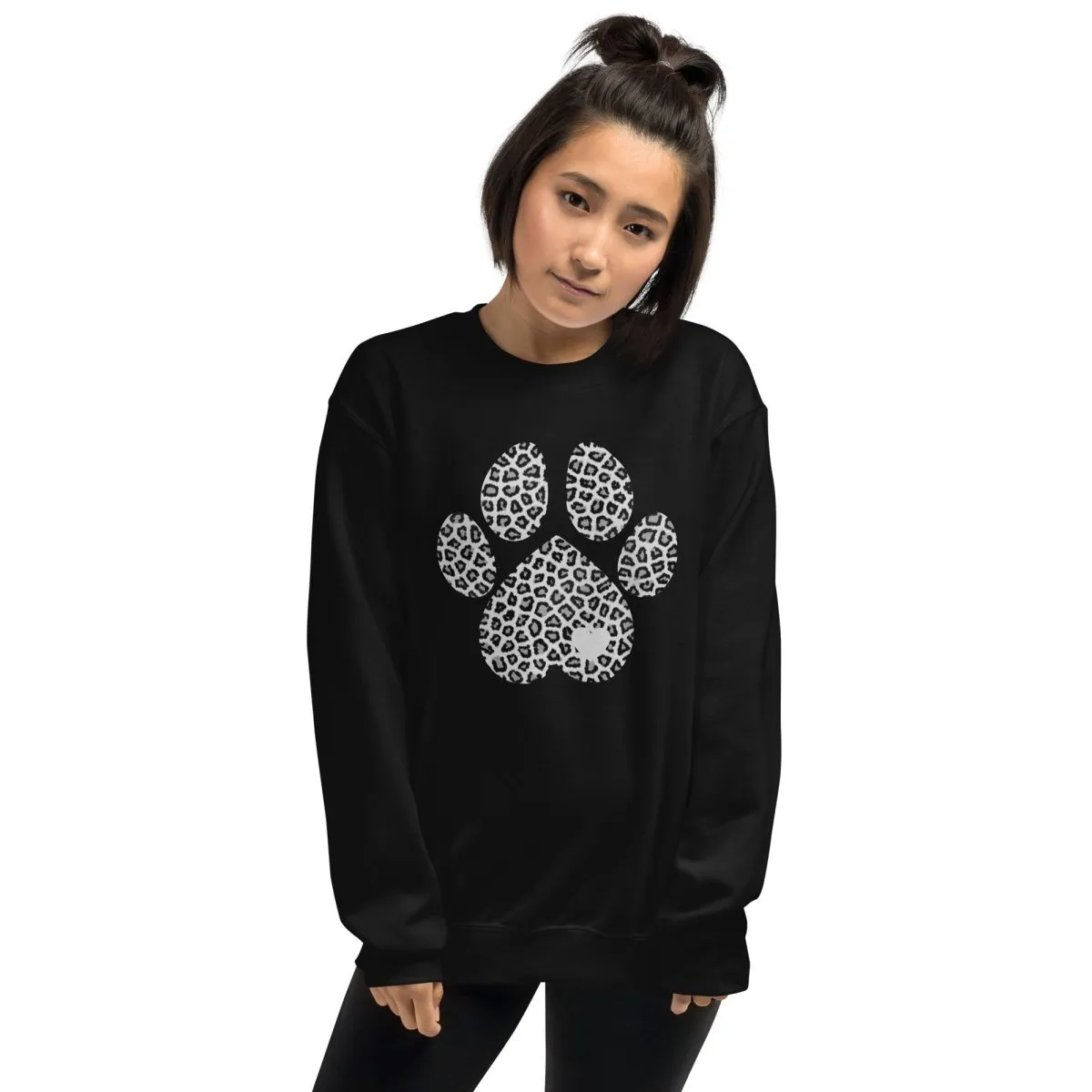 Grey Leopard Print Dog Paw Sweatshirt