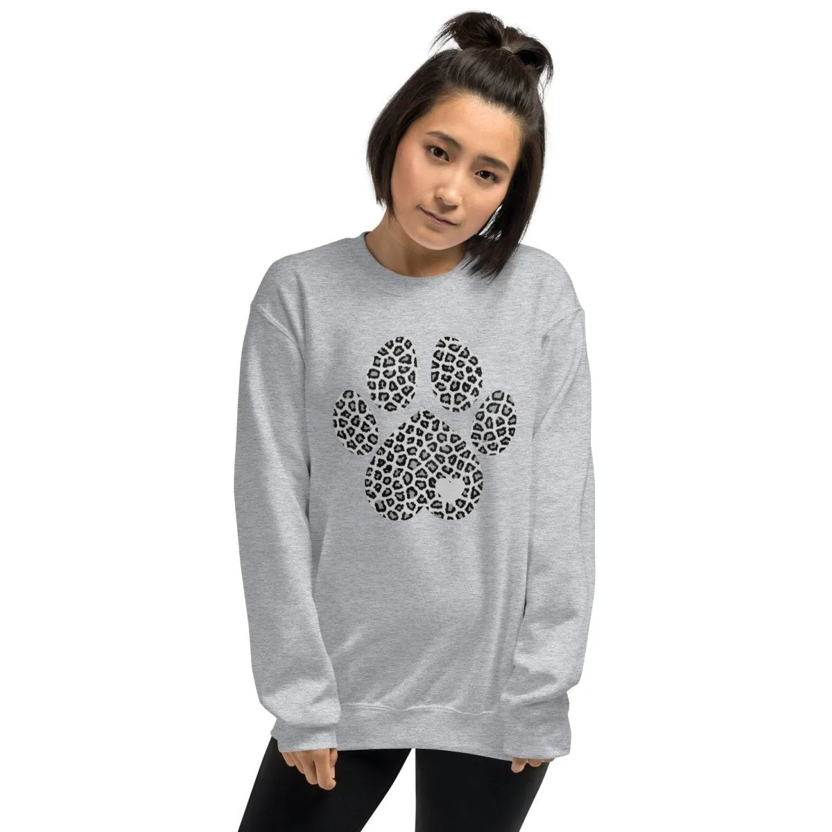 Grey Leopard Print Dog Paw Sweatshirt
