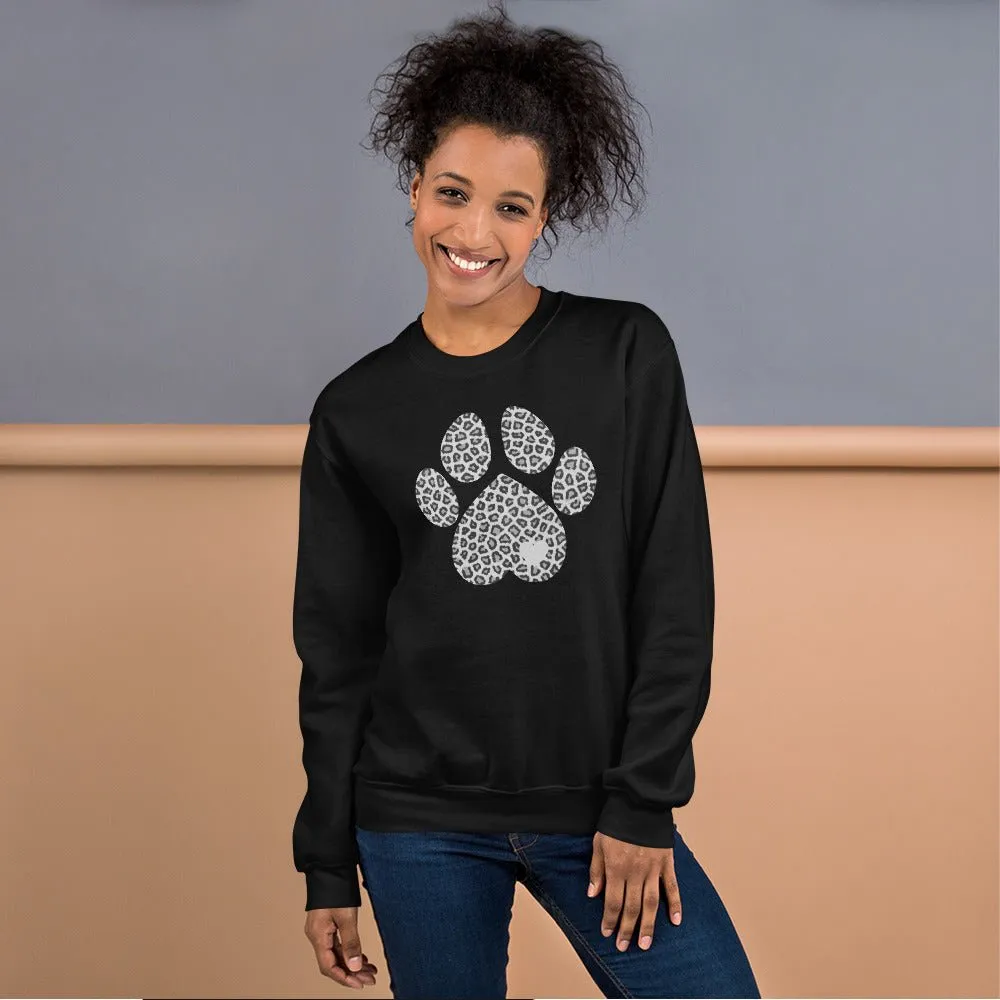 Grey Leopard Print Dog Paw Sweatshirt