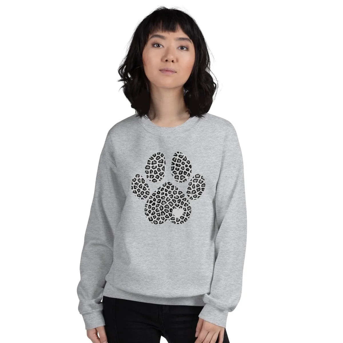 Grey Leopard Print Dog Paw Sweatshirt