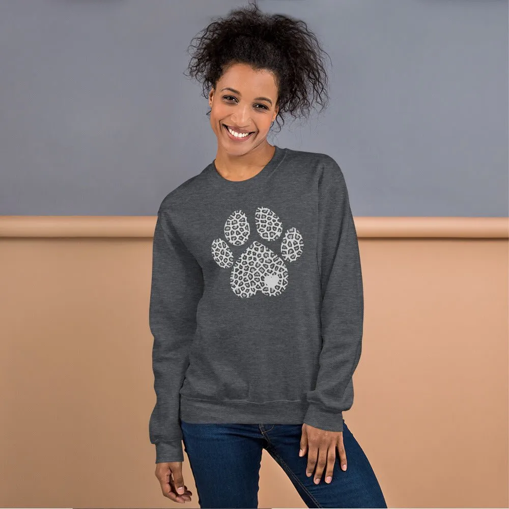 Grey Leopard Print Dog Paw Sweatshirt