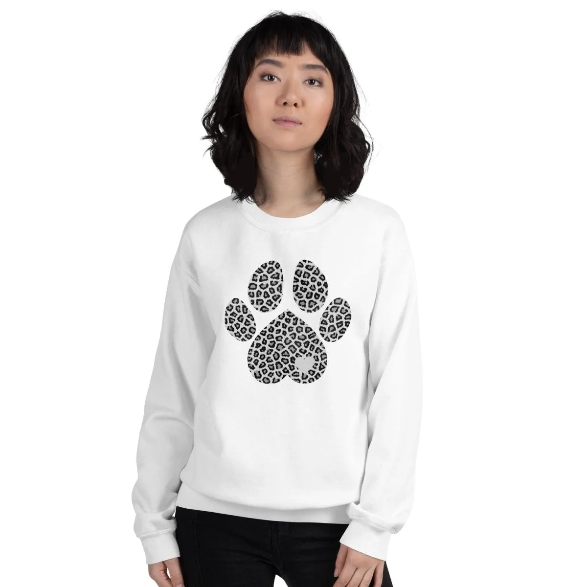 Grey Leopard Print Dog Paw Sweatshirt