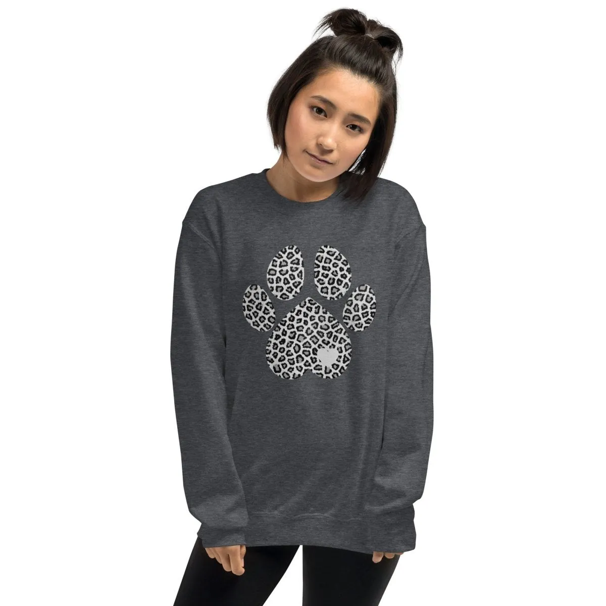 Grey Leopard Print Dog Paw Sweatshirt