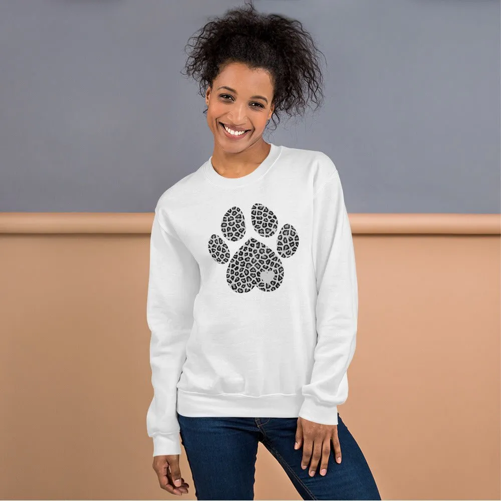 Grey Leopard Print Dog Paw Sweatshirt