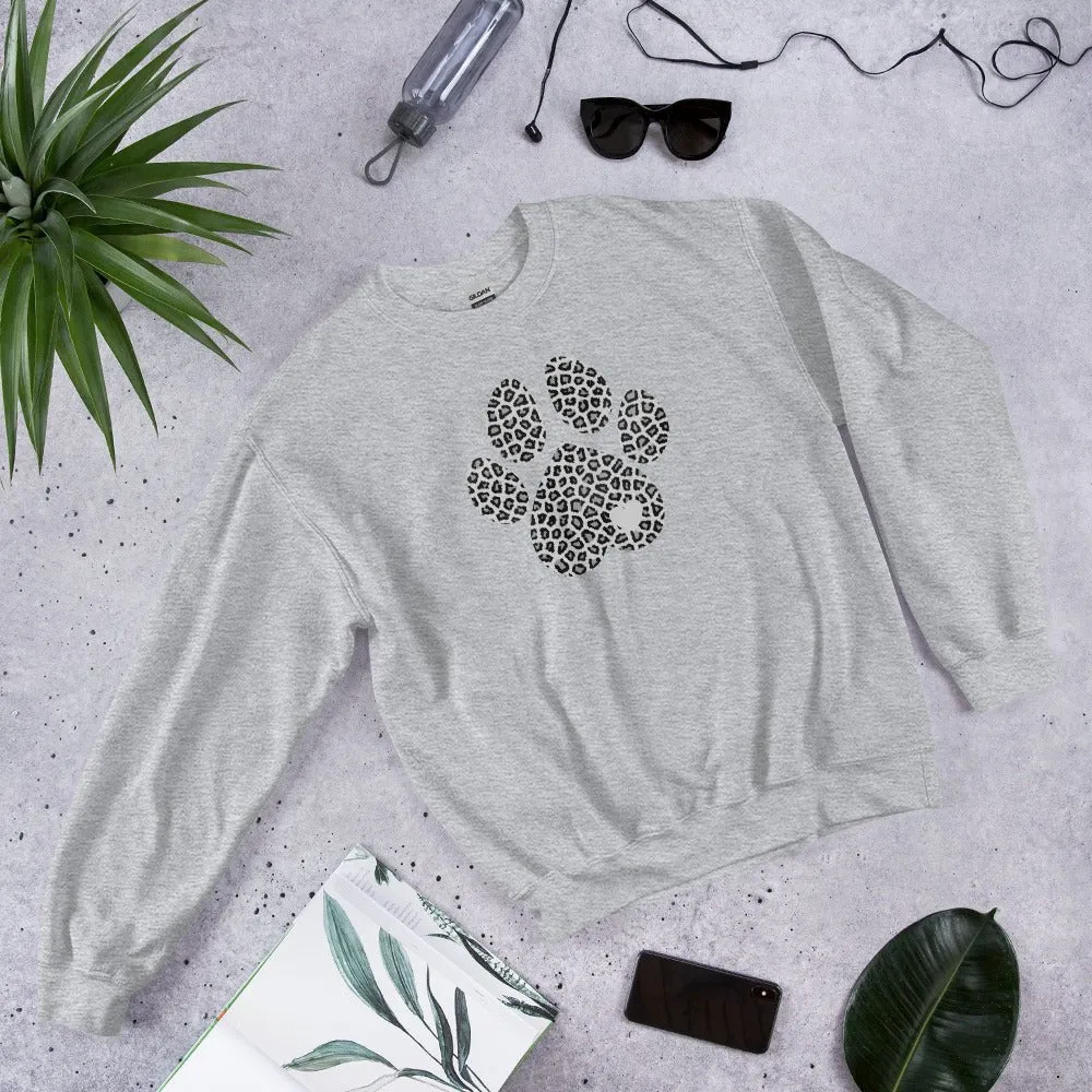 Grey Leopard Print Dog Paw Sweatshirt