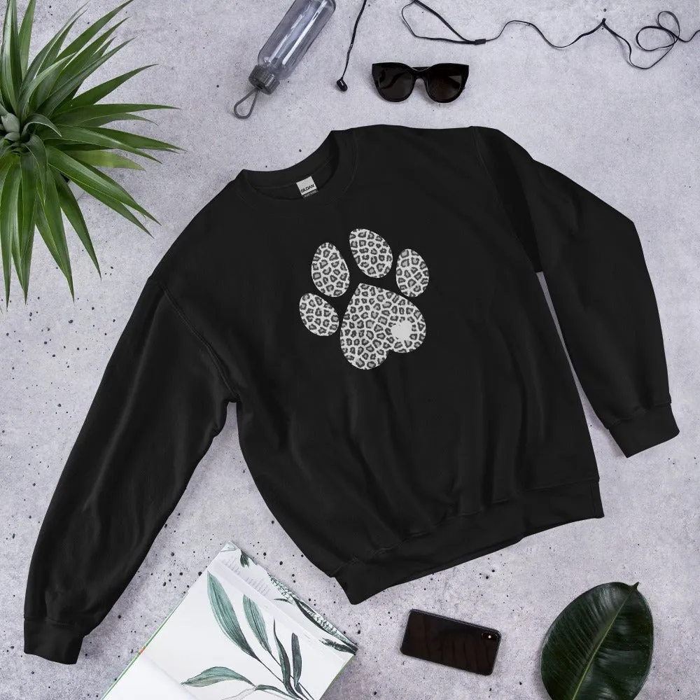 Grey Leopard Print Dog Paw Sweatshirt