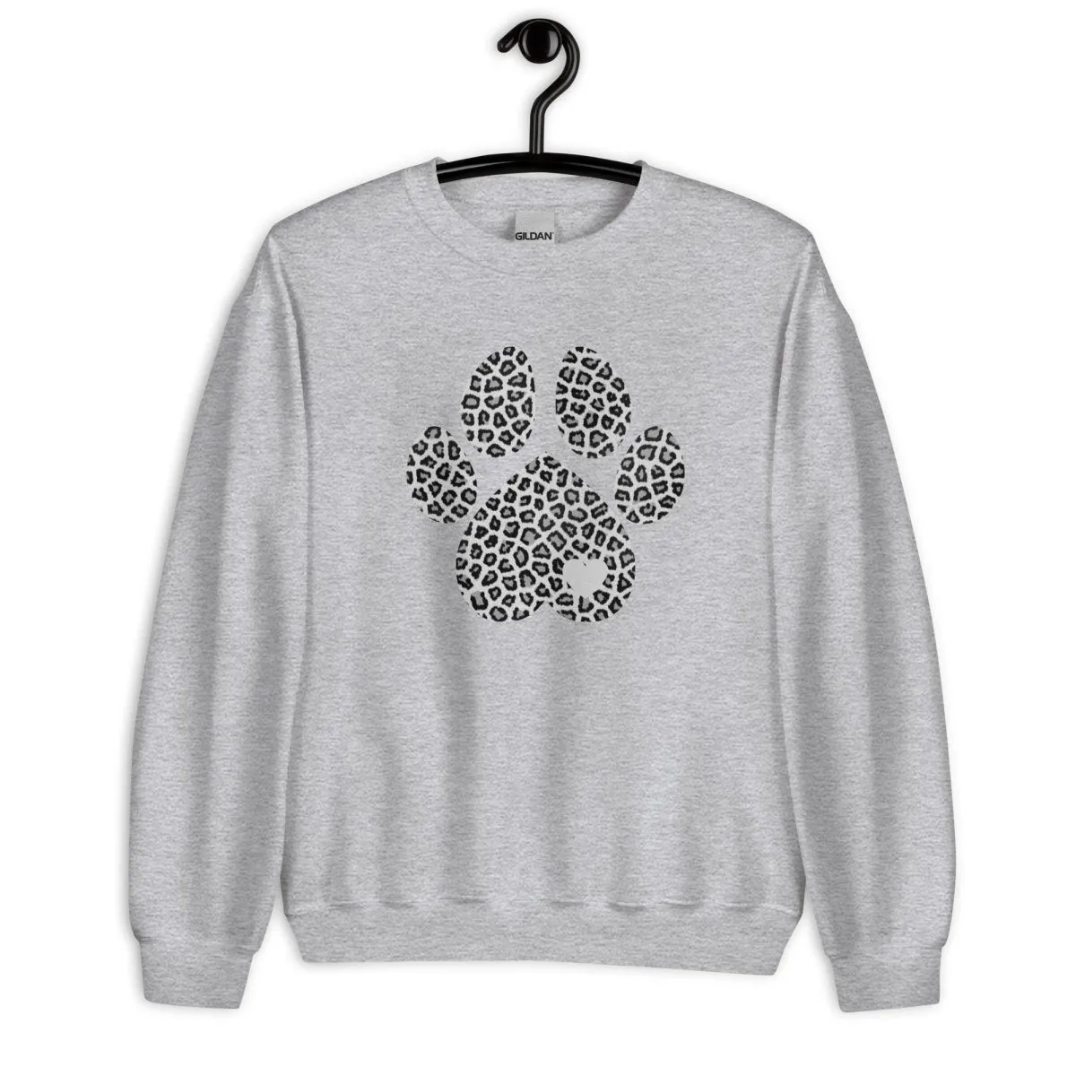 Grey Leopard Print Dog Paw Sweatshirt