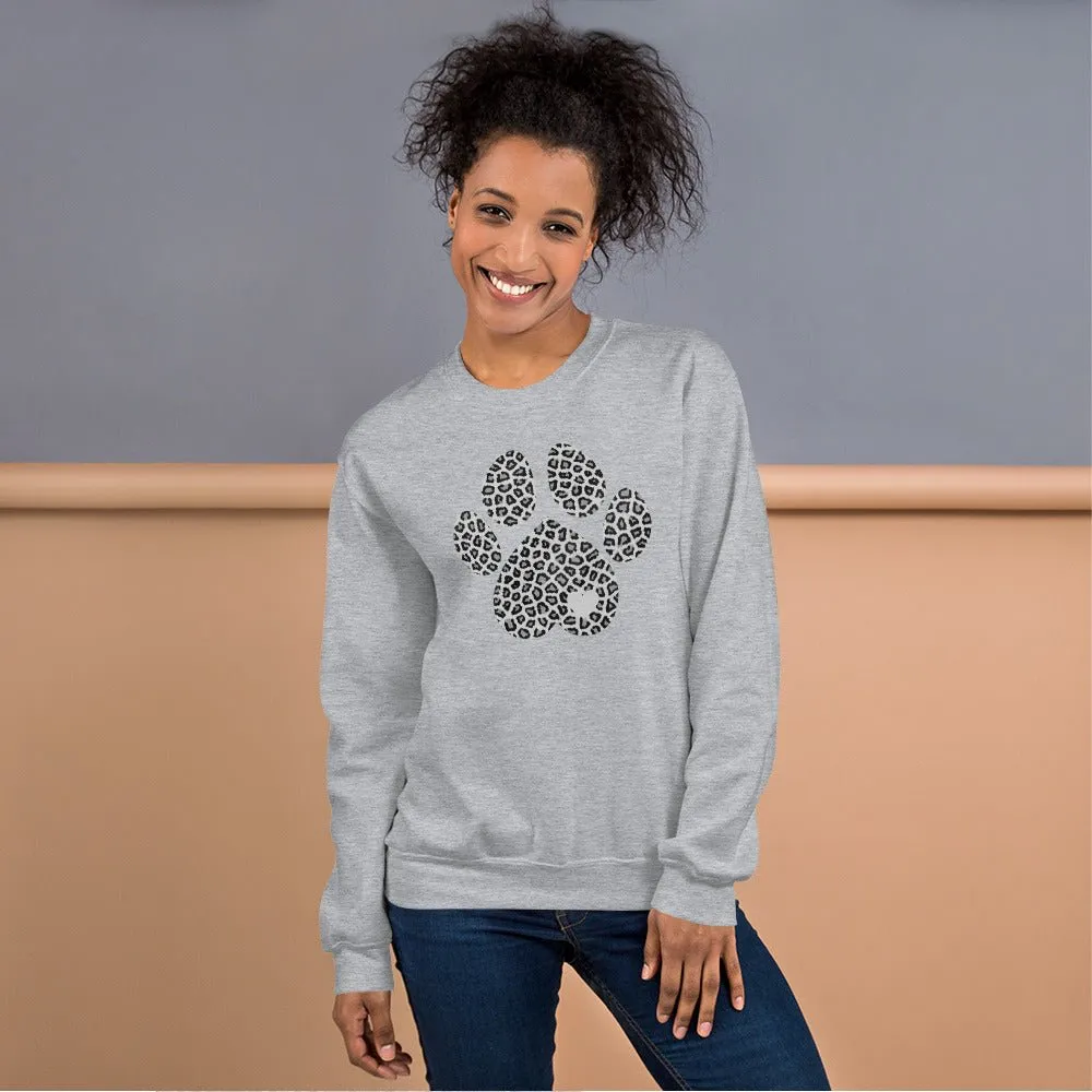 Grey Leopard Print Dog Paw Sweatshirt