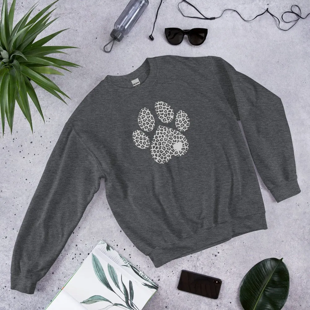 Grey Leopard Print Dog Paw Sweatshirt