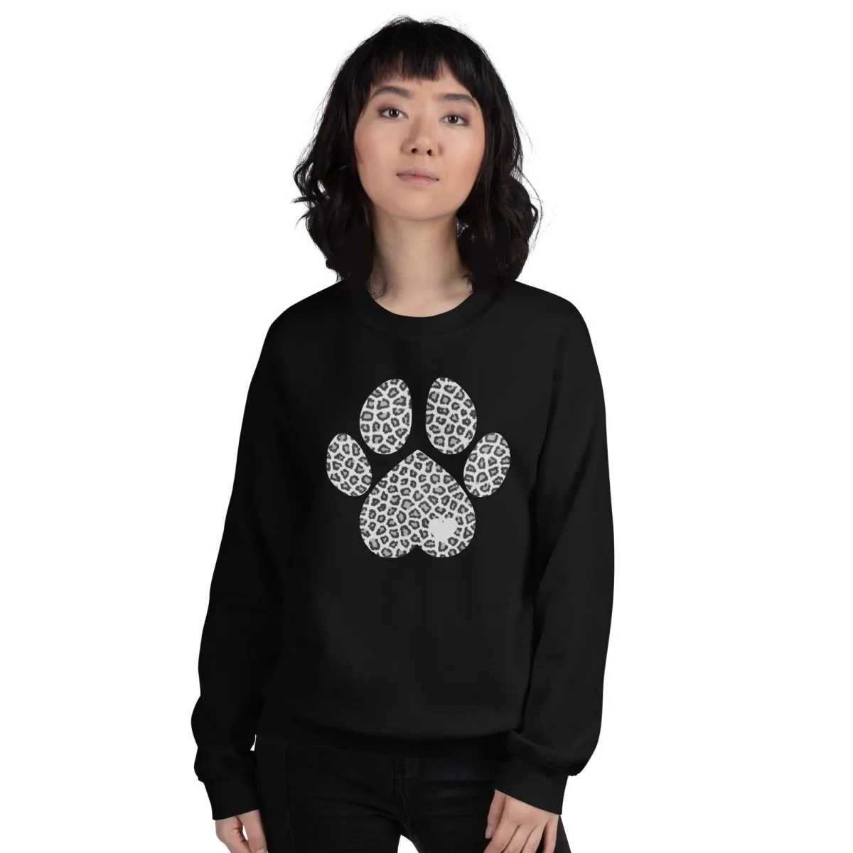 Grey Leopard Print Dog Paw Sweatshirt