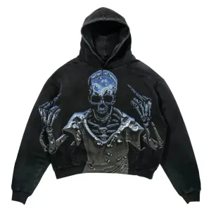 Harajuku New Grunge Oversized Sweatshirt Hoodie Skull Printing Hoodies Women Unisex Goth Y2K  Streetwear Gothic Hoodies