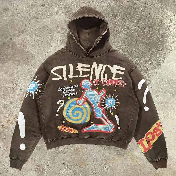 Harajuku New Grunge Oversized Sweatshirt Hoodie Skull Printing Hoodies Women Unisex Goth Y2K  Streetwear Gothic Hoodies