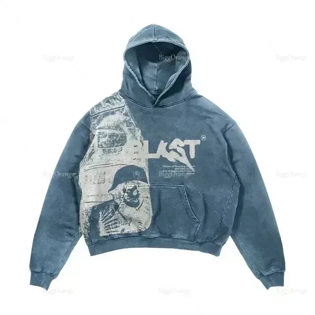 Harajuku New Grunge Oversized Sweatshirt Hoodie Skull Printing Hoodies Women Unisex Goth Y2K  Streetwear Gothic Hoodies