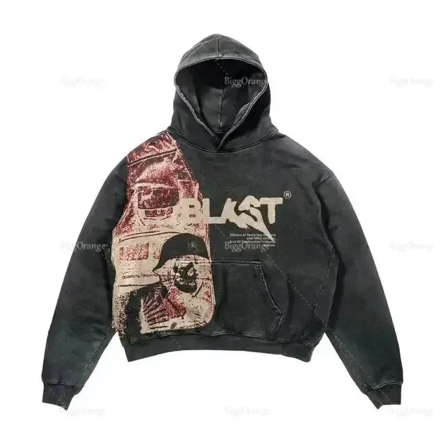 Harajuku New Grunge Oversized Sweatshirt Hoodie Skull Printing Hoodies Women Unisex Goth Y2K  Streetwear Gothic Hoodies