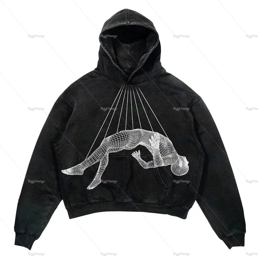 Harajuku New Grunge Oversized Sweatshirt Hoodie Skull Printing Hoodies Women Unisex Goth Y2K  Streetwear Gothic Hoodies