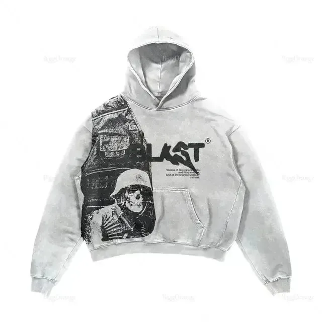 Harajuku New Grunge Oversized Sweatshirt Hoodie Skull Printing Hoodies Women Unisex Goth Y2K  Streetwear Gothic Hoodies