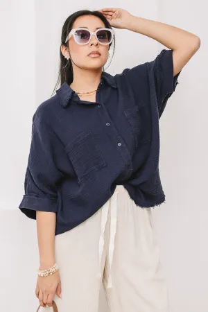 Harbor Cotton Gauze Shirt | Navy