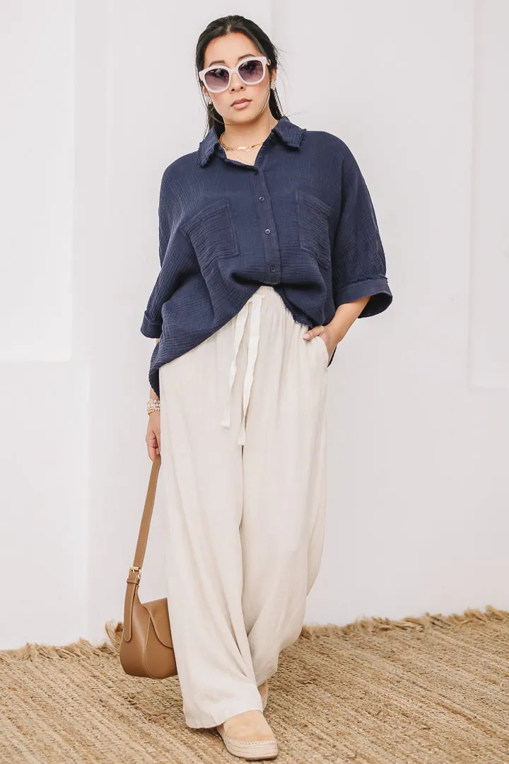 Harbor Cotton Gauze Shirt | Navy