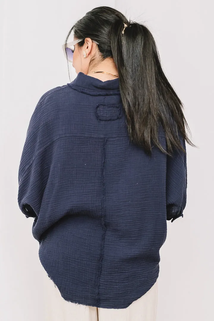 Harbor Cotton Gauze Shirt | Navy
