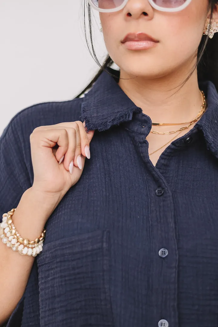 Harbor Cotton Gauze Shirt | Navy