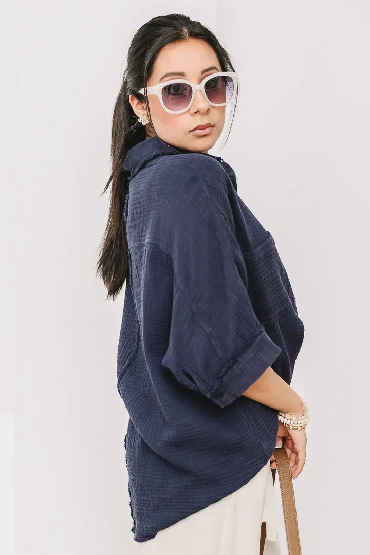 Harbor Cotton Gauze Shirt | Navy
