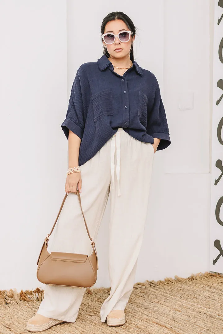 Harbor Cotton Gauze Shirt | Navy