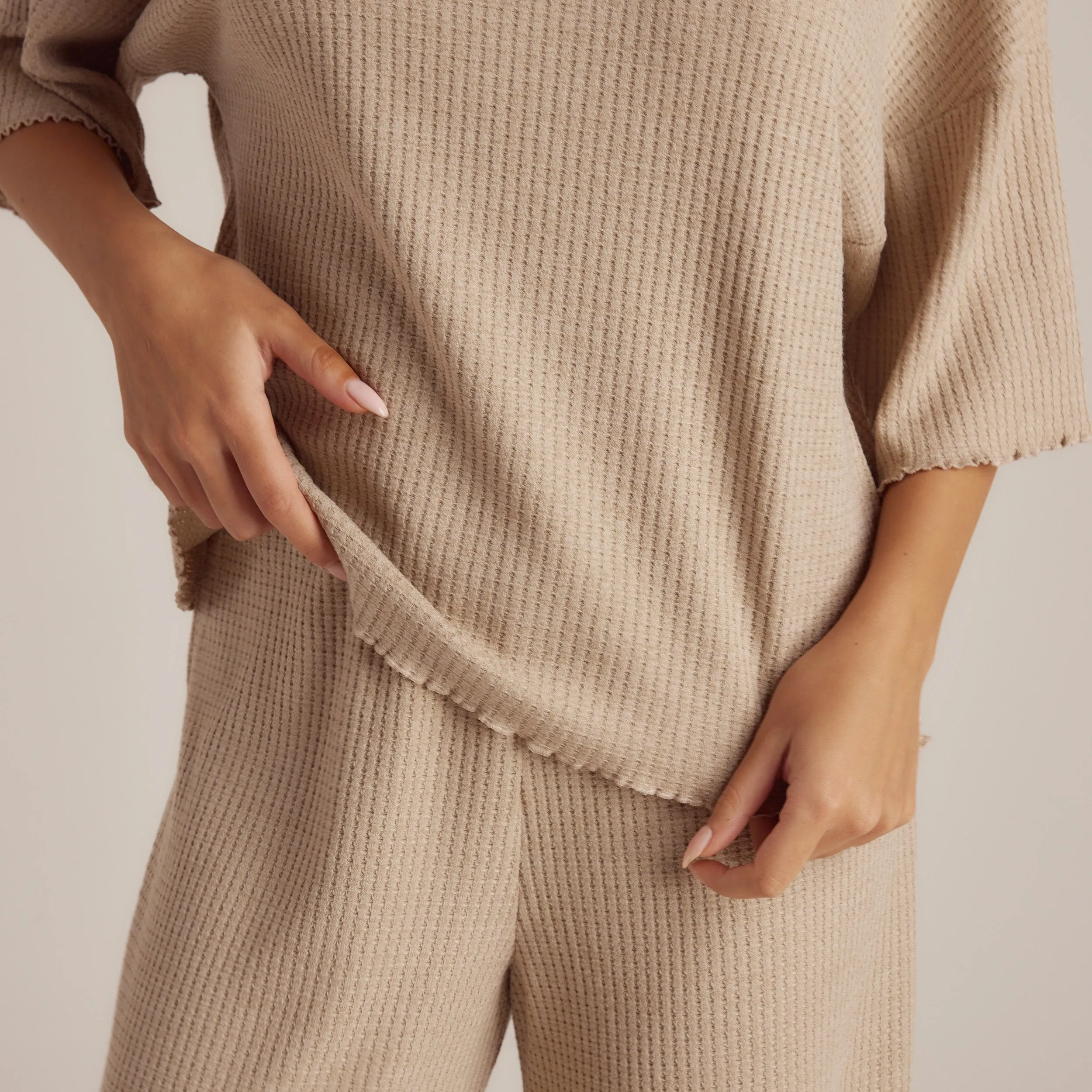 Haut de Pyjama Soft Waffle - Beige