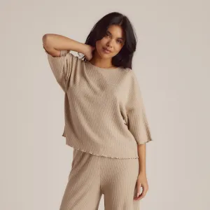 Haut de Pyjama Soft Waffle - Beige